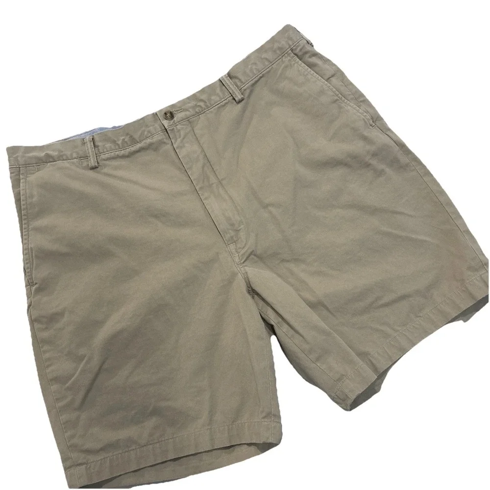 Polo Ralph Lauren 42L KHAKI STRETCH Classic Shorts Mens Flat Front EUC Fast Ship